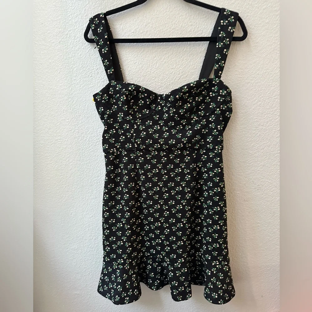 Anthropologie Hutch Ditsy Floral Corset Mini Dress Black womens M - Picture 4 of 12